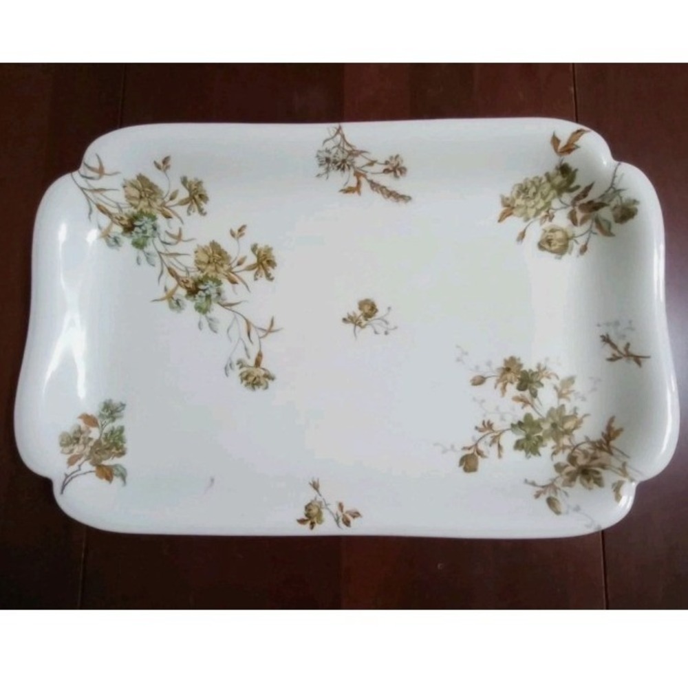 Antique Haviland & Co Limoges France Floral Porcelain Serving Platter Tray